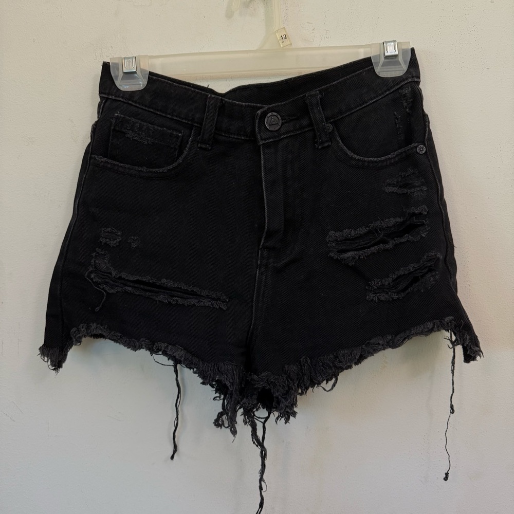 UNIF Micro Black Distressed Denim Shorts XS/0